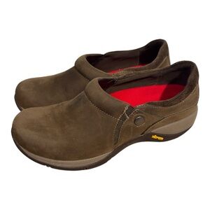 Dansko Celeste Burnished Nubuck Slip On Comfort Shoes Brown Womens 38 US 7.5-8